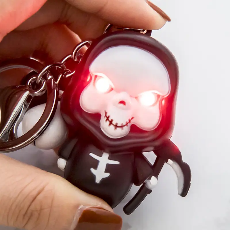 2022 New Ghost Reaper LED Licht Sound Schlüssel bund Halloween Dekoration Geschenk Anhänger Schlüssel bund