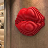Art mural paramétrique en bois de haute qualité personnalisé, lèvres flamboyantes, pour la décoration créative de la maison, du club de shopping, du salon, de la chambre à coucher, de l'école