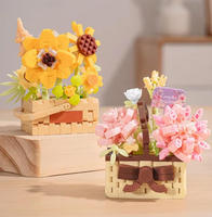 Mini Cesta de Flores 3D Personalizada para Ensamblar, Bloques de Construcción de Plástico, Adorno de Escritorio, Juguete Educativo de Ladrillos para Niños