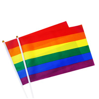 Bandera de Mano Arcoíris 14x21cm LGBTQ de Poliéster con Impresión Digital, Duradera, Ecológica, Colores Vibrantes, Patrones Personalizables