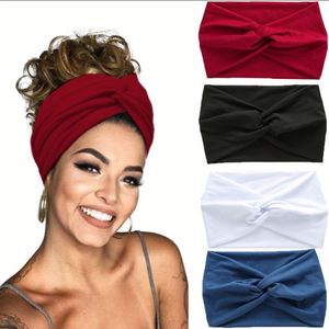 Bandeau Turban Extensible pour Femme, Anti-Transpiration, Large, Antidérapant, pour Yoga, Course, Gym, Fitness, Couleur Unie - Product Image 2