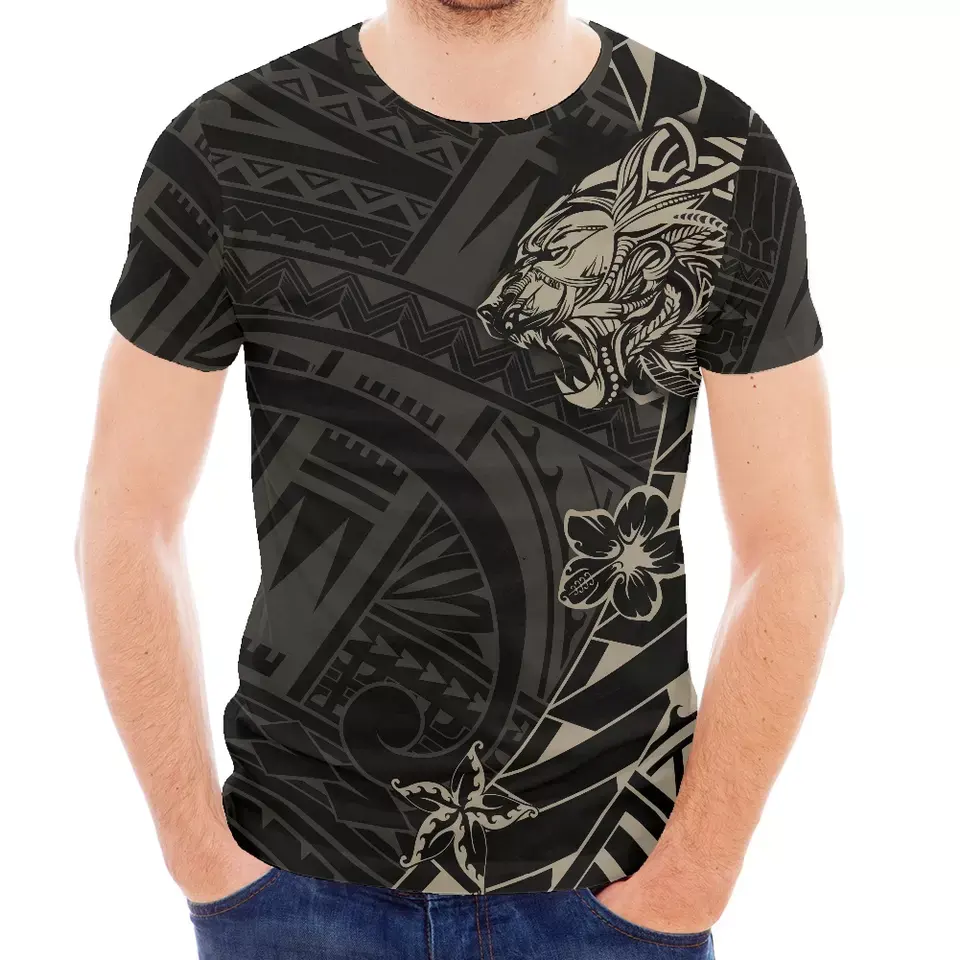 Совершенно новая черная футболка с 3d-изображением животного, тигра, полинезийские племенные летние модные футболки, Лидер продаж, мужские футболки с круглым вырезом на заказ