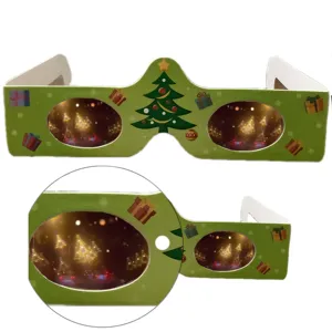 크리스마스 종이 선물 안경 용품 재미있는 파티 3D 불꽃 놀이 하트 크리스마스 트리 회절 안경