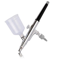 Kit d'aérographe à alimentation par gravité à double action BT-131, gobelets de 2/3 oz et 4/3 oz, aérographe multifonction en ABS pour peinture, gâteau, double action par gravité
