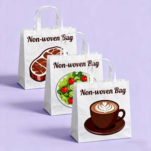 Sac non tissé imprimé Steak Salade Café pour la livraison de diverses spécialités alimentaires, services de restauration, conception pratique - Product Image 1