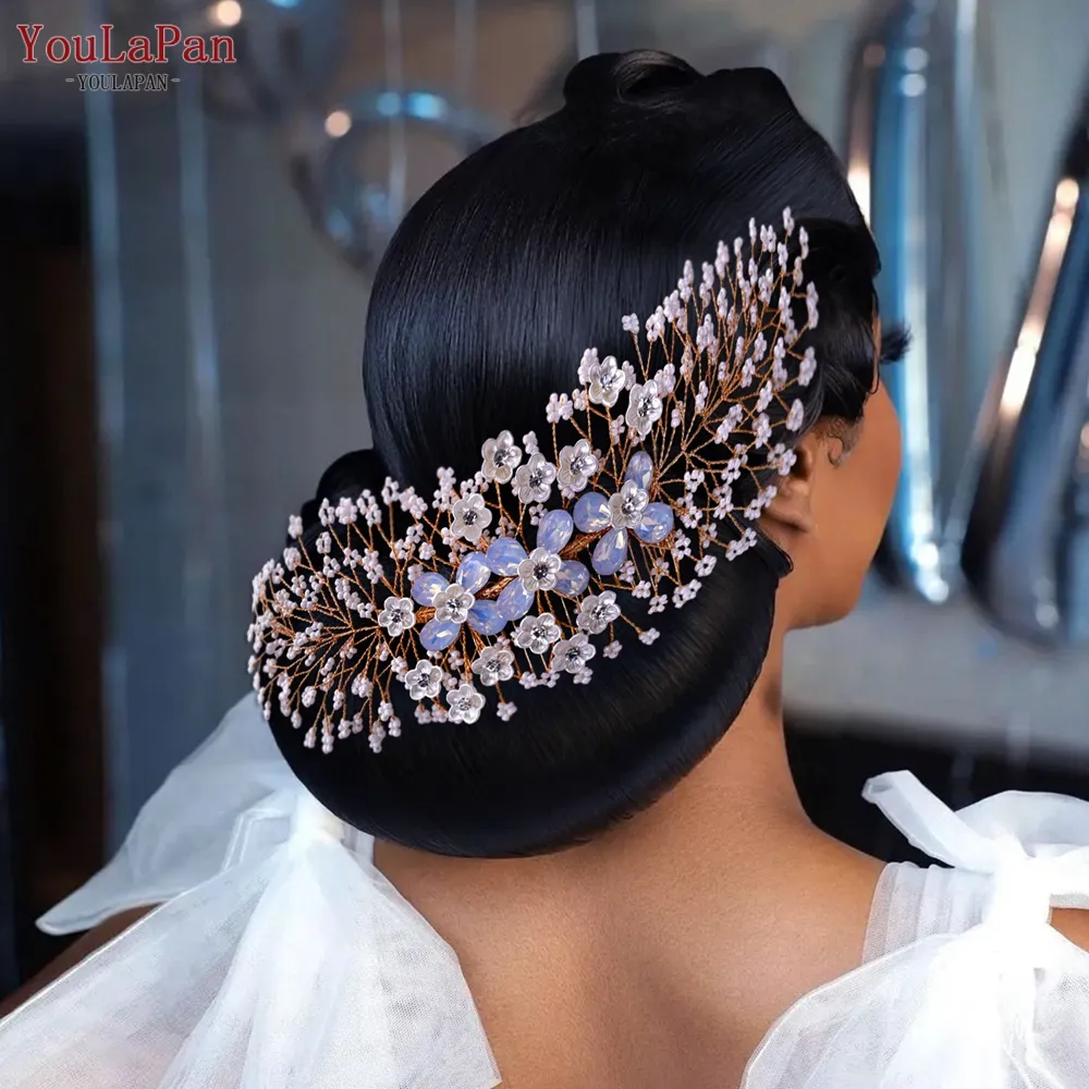 YouLaPan HP279 Fashion Women Party Beaded Headpiece Ladies Side Flower Hair Comb Bridal Wedding Wholesale Hair Accessories