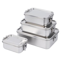 Boîte à lunch en acier inoxydable 304 de 850 ml, boîte bento hermétique, boîte de rangement et de conservation des aliments de qualité alimentaire, style vintage pour l'extérieur