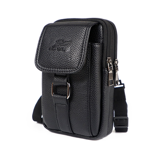 Men's PU Leather Fanny Pack Crossbody Bag Mobile Belt Wallet Mobile Phone Holster Strap Shoulder Strap