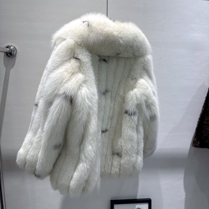 Rx furs נשים הלבשה בחורף יוקרה מלא מלא גדול להפוך את המעיל צווארון נשים ישר ארוך ישר טבעי פרווה שועל פרווה שועל