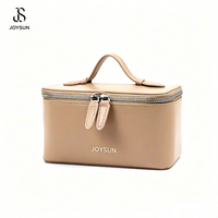 Bolsa de Maquillaje Impermeable JOYSUN con Logotipo Personalizado, Organizador de Artículos de Aseo, Estuche de Viaje de Cuero Vegano para Mujer