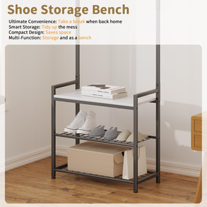 Assembled Metal Folding Coat Shoe <b>Rack</b> Multi Layer Coat Shoe Storage <b>Rack</b> Heavy Duty Multi Function Coat <b>Rack</b> - Product Image 2