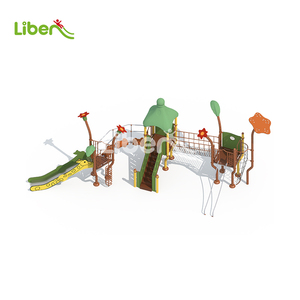 สวนสนุกธีมป่าเชิงพาณิชย์พร้อมสไลเดอร์รูปสัตว์ สนามเด็กเล่นกลางแจ้งพร้อมร้านค้าจำลองสำหรับเด็ก - Product Image 2