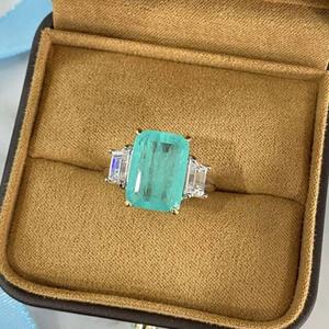 New Fashion Women Jewelry S925 Sterling <b>Silver</b> Paraiba Tourmaline <b>Ring</b> Engagement Wedding <b>Statement</b> <b>Rings</b> - Product Image 1