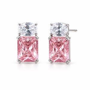 Orecchini a Perno Geometrici Ovali Quadrati Rosa per Donna, Accessori per Orecchie da Indossare Ogni Giorno - Product Image 1