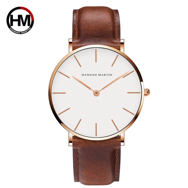 Reloj Original Hannah Martin CB01 Simple Design Japan Movement Quartz Watches Leather Straps Minimalism Unisex Watch