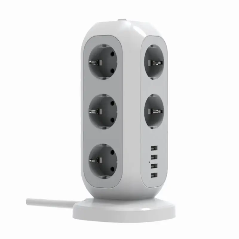 European EU Germany Surge Protector Flexible USB Extension Tower Cube Socket Power Strip with USB