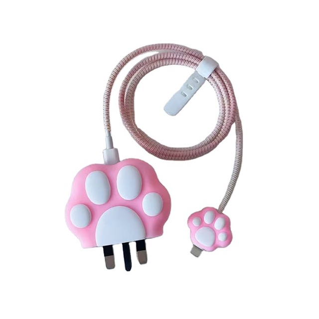 3D Cartoon Silicon Cover Cable Phone Wire Organizers 4pcs Set Cable Protector for Apple iPhone iPad 18W 20W Charger Case Cute