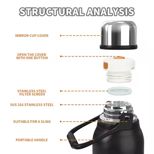 Gobelet en acier inoxydable à double paroi isolé Watersy 1200ml 18/8 Bouteille à vide de grande capacité avec logo personnalisé Design unique - Product Image 3