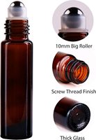 Flacon roll-on en verre ambré rechargeable de 50 ml avec applicateur à bille pour huiles essentielles, parfum