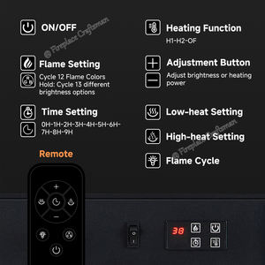 Insertos <span class=keywords><strong>de</strong></span> <span class=keywords><strong>Chimenea</strong></span> Eléctrica Empotrados Modernos con Función <span class=keywords><strong>de</strong></span> Calefacción, Llama Automática y Temperatura Constante - Product Image 4