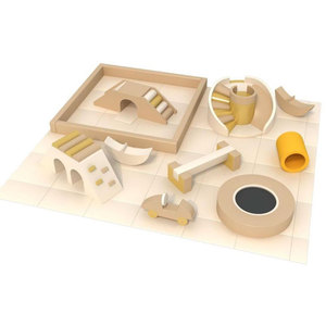 <b>Wooden</b> <b>Toy</b> <b>Car</b> Track Set With <b>Ramp</b> Bridge Tunnel And Spiral For Kids Indoor Play Zone - Product Image 1