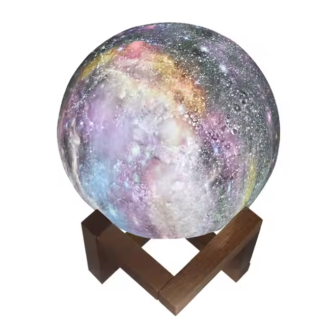 Wood Base Magnetic Leviating USB Charging Touch Sensor Remote Control 3D Printed Half Moon Led Lamp