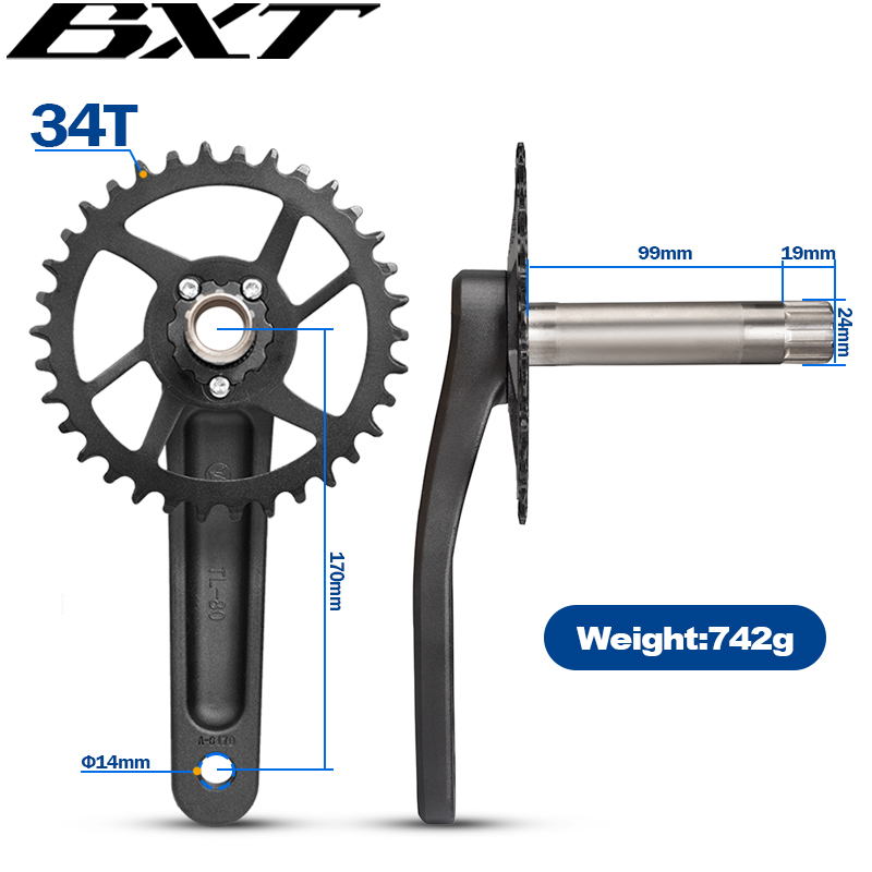 Горный велосипед GXP диаметра окружности болтов (170 мм рукоятки 34T узкая звездочка цепной передачи Высокопрочное наплечное крепление из алюминиевого сплава MTB GXP шатуны bicicleta звездочки