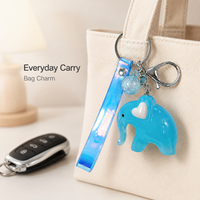Porte-clés éléphant de dessin animé mignon, pendentif de sac en acrylique translucide couleur gelée, breloque de sac à dos, cadeau décoratif