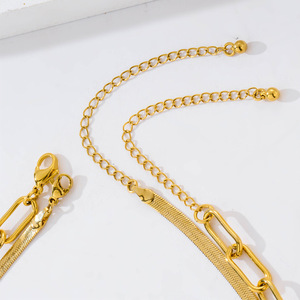 Collar de Cadena Plana Tipo Serpiente, Chapado en Oro de 18K, Joyería de Cobre y Acero Inoxidable con Cadena de Extensión Tanjing - Product Image 2