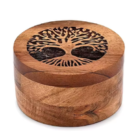 Urnas Decorativas de Madera de Acacia, Urna Funeraria para Cenizas de Perros, Urnas para Mascotas para Gatos, Diseño de Huella de Árbol de la Vida