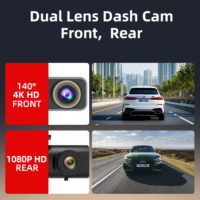 Caméra de tableau de bord double objectif avant/arrière avec GPS, WDR, 4K+1K, WIFI, 2K+1080P, vision nocturne, enregistreur vidéo pour voiture