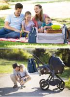 Sac à couches extensible 3 en 1 pour bébé Sac à dos avec poste à langer Lit Impression imperméable Pratique Solution de soins pour bébé 3 en 1