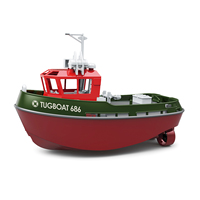 Barco RC Eléctrico a Escala 1/72, 2.4G 4CH, Modelo de Remolcador, Juguete Acuático para Niños con Recordatorio de Batería Baja, Regalo Sorpresa para Niños