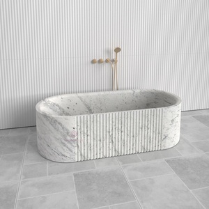 <span class=keywords><strong>Vasca</strong></span> <span class=keywords><strong>da</strong></span> <span class=keywords><strong>Bagno</strong></span> Autoportante in Marmo di Carrara 1700mm con Finitura Scanalata, Design di Lusso per Spa Domestica, <span class=keywords><strong>Vasca</strong></span> in Marmo Personalizzata - Product Image 5