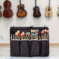Sac de maillet de tambour à fermeture éclair en nylon noir de grande capacité Porte-bâton suspendu de transport souple Portable pour étui à instruments facile