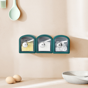 Pot à épices mural <span class=keywords><strong>sans</strong></span> perçage, adhésif, résistant à l'humidité, avec cuillère, <span class=keywords><strong>sans</strong></span> BPA, écologique, grande capacité pour les épices - Product Image 6