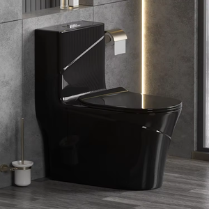 Baño de lujo Inodoro negro Gran diámetro Súper remolino Flushing Estilo moderno <span class=keywords><strong>Toiler</strong></span> de una pieza para apartamentos Colorido - Product Image 5