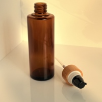 Bouteille en verre cosmétique en bambou foncé et bambou, directement de l'usine, pour shampoing, sérum capillaire et visage, avec tête de pompe vide