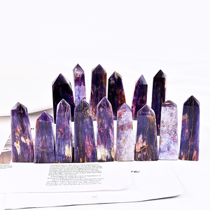 Nuovo arrivo viola viola torre di cristallo rosa tormalina <span class=keywords><strong>Lepidolite</strong></span> pietre curative di intaglio punta della bacchetta per la decorazione - Product Image 1