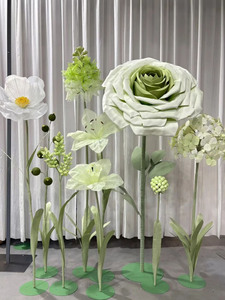 J-038 Fleurs artificielles géantes personnalisées couleur <span class=keywords><strong>vert</strong></span> crème Rose Forêt Printanière pour décorations de mariage et toiles de fond d'événements - Product Image 1