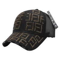 Gorra de béisbol unisex ajustable de 6 paneles con malla de diamantes de imitación, nueva, fresca y versátil para parejas, protección solar para el verano