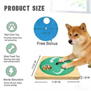 Tabla Rascadora para Perros con Resistencia Ajustable y 6 Tazones de Acero Inoxidable, para el Cuidado de las Patas, Antideslizante, de Madera - Product Image 3