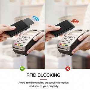 Tarjetero Delgado de Aluminio Estilo Ejecutivo, Sostenible, con Bolsillo Trasero Elástico, Porta Identificación y Tarjetas de Crédito, Mini Cartera RFID con Expulsión Automática - Product Image 2