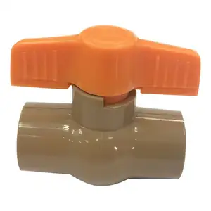 2021 hot sell PVC plastic yellow handle and brown ball valve from 20mm to 63mm