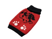 Vente directe d'usine - Nouveau pull à col roulé pour animaux de compagnie, vêtements tricotés chauds en jacquard à motif de chien de dessin animé rouge et noir pour chiens et chats