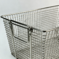 Panier en maille d'acier inoxydable 304 à double poignée, résistant aux hautes températures, finition polie brillante, pour la stérilisation industrielle en cuisine