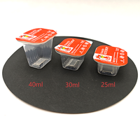25ml Tomate BBQ Ail Chocolat Épicé En Plastique Rectangle Sauce Tasse Conteneur Avec Film D'étanchéité