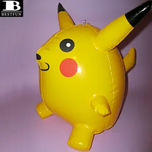 China supplier inflatable pikachu toys customized plastic movie cartoon character toys small blow up toys for sale