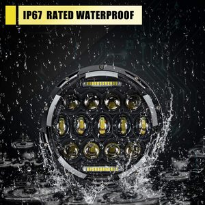 Ban Ngày Chạy Ánh Sáng DRL Cao Chùm Thấp Với H4 <span class=keywords><strong>H13</strong></span> Adapter 7 "75W Vòng LED Đèn Pha, 7 Inch Xe Máy Đèn Pha - Product Image 2