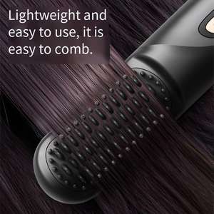 Nouveau lisseur et <span class=keywords><strong>brosse</strong></span> à <span class=keywords><strong>cheveux</strong></span> sans fil portable en céramique LED à ions négatifs, double usage 2 en 1, avec alimentation par batterie, pour la maison - Product Image 5